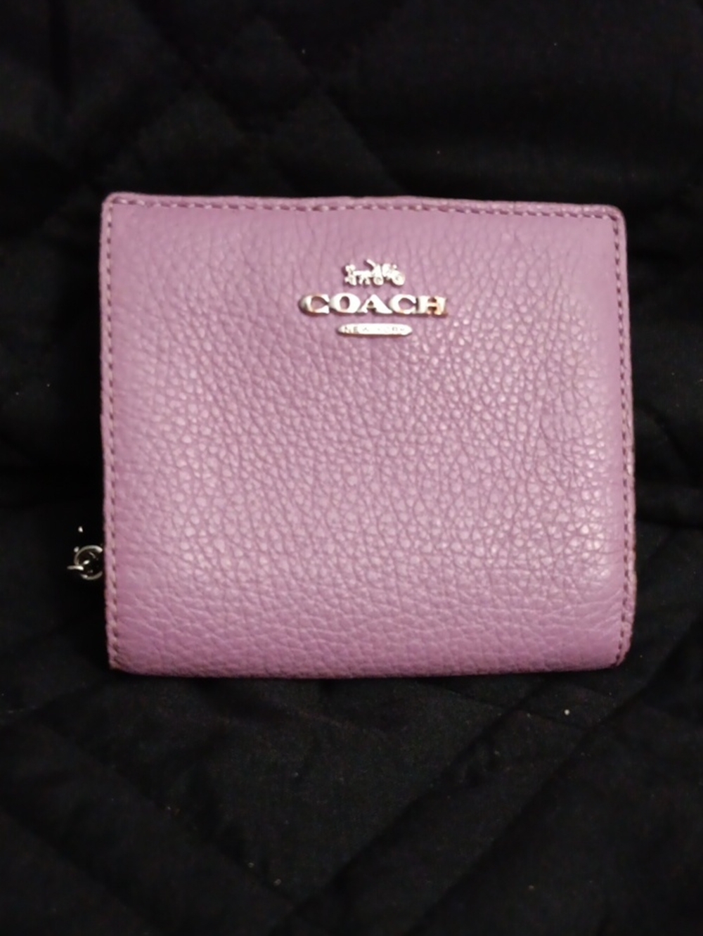 Coach Lavender Pebbled Leather Compact Wallet